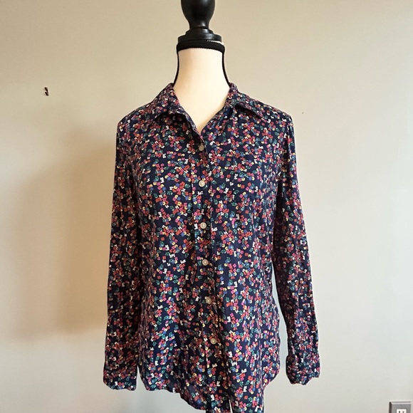Retro Gap Floral Boyfriend Fit Button Down Women's Cotton Shirt Size S - Picture 7 of 7